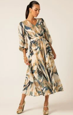 LA MER MIDI DRESS -Clothing Discounts Shop LR LAMERDRESSINNAVYSANDGOLDABSTRACT43 NINAS25