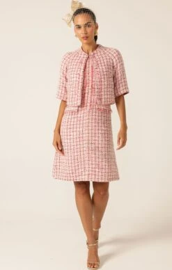 CELESTINE SHIFT DRESS -Clothing Discounts Shop LR LAROSEJACKETINPINKWHITEGOLDTWEEDWITHCELESTINESHIFTINPINKWHITEGOLDTWEED4 NINAS25