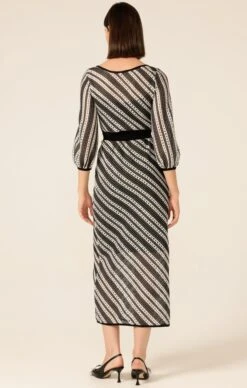 LATTICE BRIDGE DRESS -Clothing Discounts Shop LR LATTICEBRIDGEDRESSINBLACKCREAMSTRIPEKNIT5 MADIA25