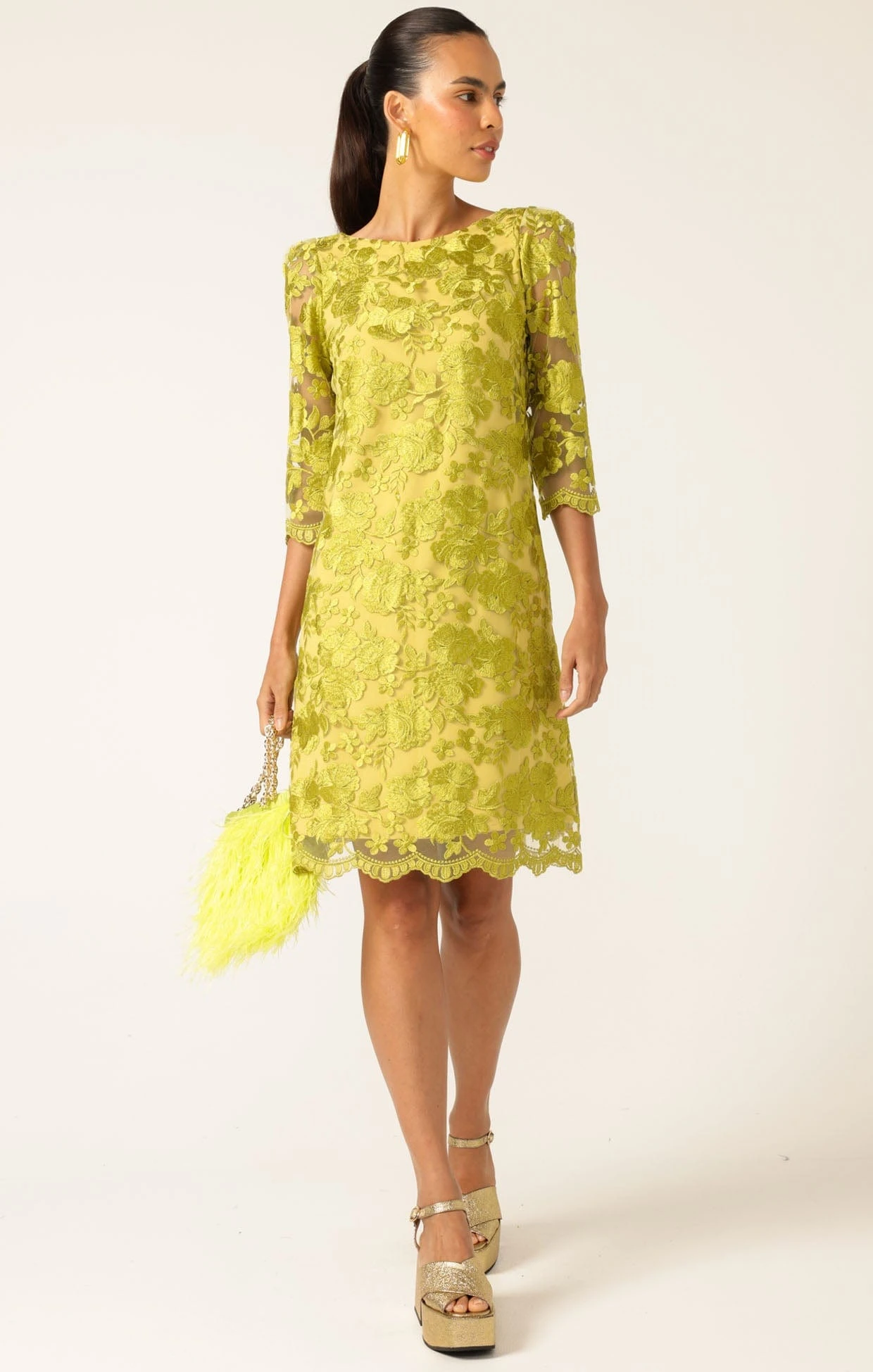 LAYLA SHIFT DRESS CHARTREUSE 5 LAYLA SHIFT DRESS CHARTREUSE - Image 3
