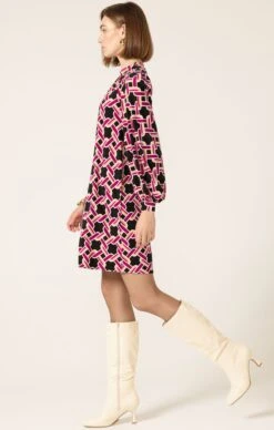 LEGACY SHIFT DRESS -Clothing Discounts Shop LR LEGACYSHIFTINMAGENTATANBLACKLINK10 LILYWSK25