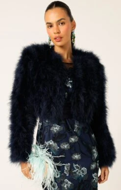 LUXE FEATHER JACKET IN NAVY 13 LUXE FEATHER JACKET IN NAVY -Clothing Discounts Shop LR LUXEFEATHERJACKETINNAVYWITHPORTALPALACEDRESSINBLACKNAVYFLOWER12 NINAS25