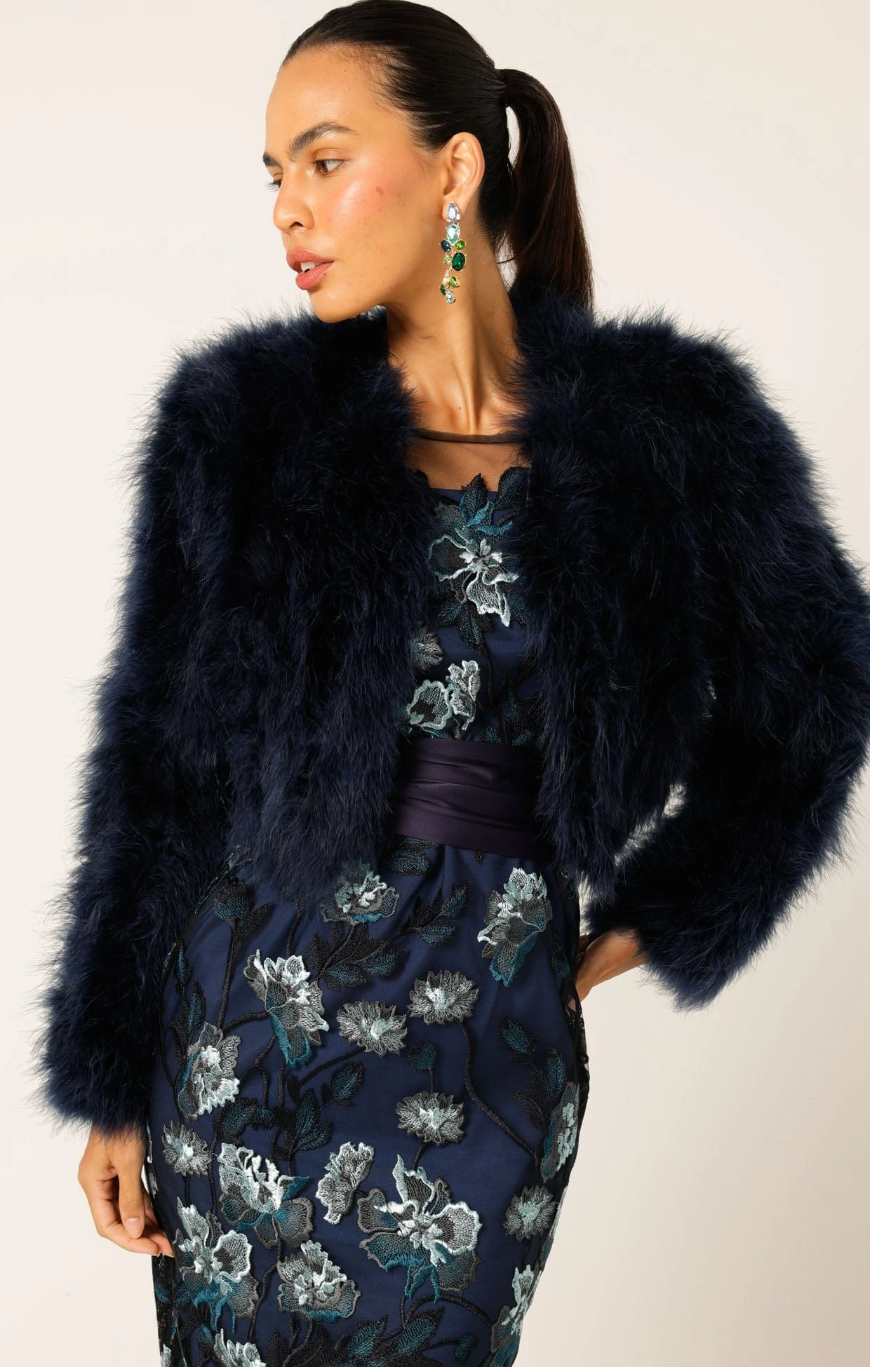 LUXE FEATHER JACKET IN NAVY 8 LUXE FEATHER JACKET IN NAVY - Image 6