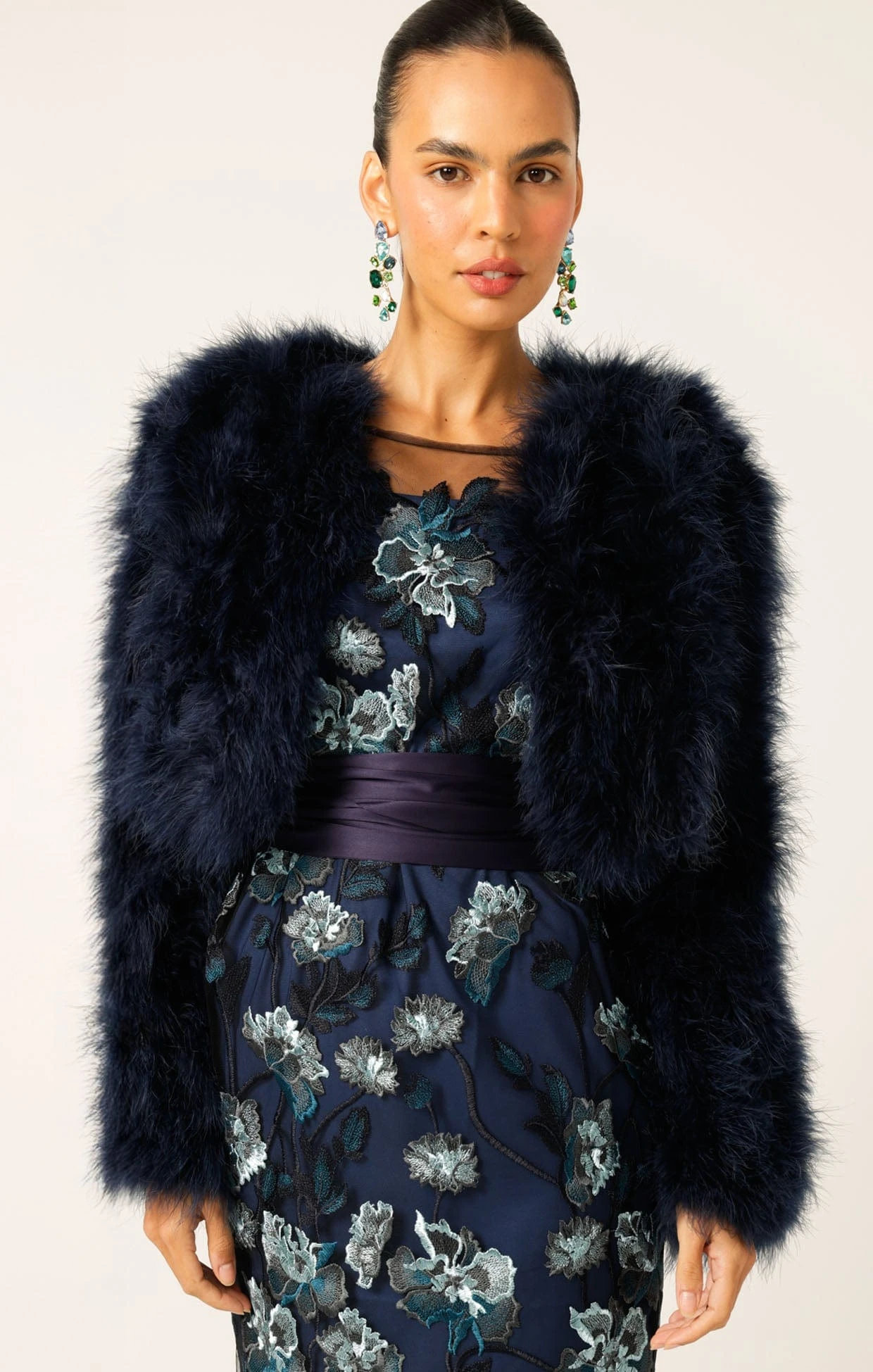 LUXE FEATHER JACKET IN NAVY 4 LUXE FEATHER JACKET IN NAVY - Image 2