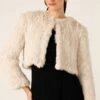 LUXE FUR JACKET IN STONE -Clothing Discounts Shop LR LUXEFURJACKETINSTONEWITHVALEDICTORYDRESSINBLACK14 MADIA25