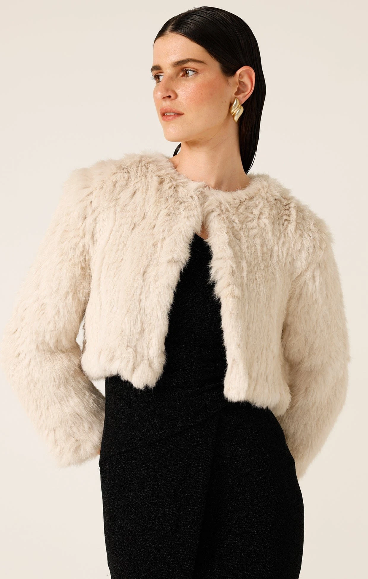 LUXE FUR JACKET IN STONE 5 LUXE FUR JACKET IN STONE - Image 3