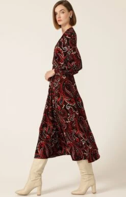 MARIE MIDI DRESS 13 MARIE MIDI DRESS -Clothing Discounts Shop LR MARIEMIDIDRESSINREDBLACKPAISLEY8 LILYWSK25
