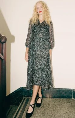 MOONLIT MAZE WRAP DRESS 17 MOONLIT MAZE WRAP DRESS -Clothing Discounts Shop LR MOONLITMAZEMIDIDRESSCAMPAIGN20259 FREDERICAWC25