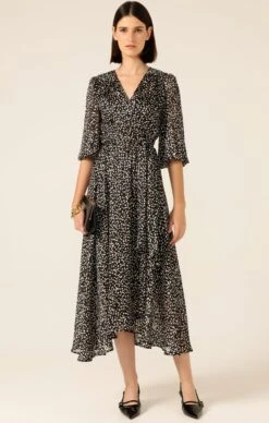 MOONLIT MAZE WRAP DRESS 15 MOONLIT MAZE WRAP DRESS -Clothing Discounts Shop LR MOONLITMAZEWRAPDRESSINBLACKWHITESPOT106 MADIA25