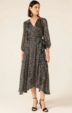 MOONLIT MAZE WRAP DRESS 19 MOONLIT MAZE WRAP DRESS -Clothing Discounts Shop LR MOONLITMAZEWRAPDRESSINBLACKWHITESPOT55 MADIA25