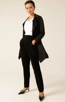 COWL BIAS TOP IN WHITE -Clothing Discounts Shop LR NOIRTRENCHWITHCOWLPEPLUMTOPINWHITEWITHJERSEYDRAPEPANTINBLACK34 LILYWSK25 MIASKW25