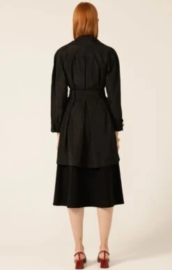 NOIR TRENCH 19 NOIR TRENCH -Clothing Discounts Shop LR NOIRTRENCHWITHZIPFRONTFITANDFLAREDRESSINBLACK1 JULIASKC25