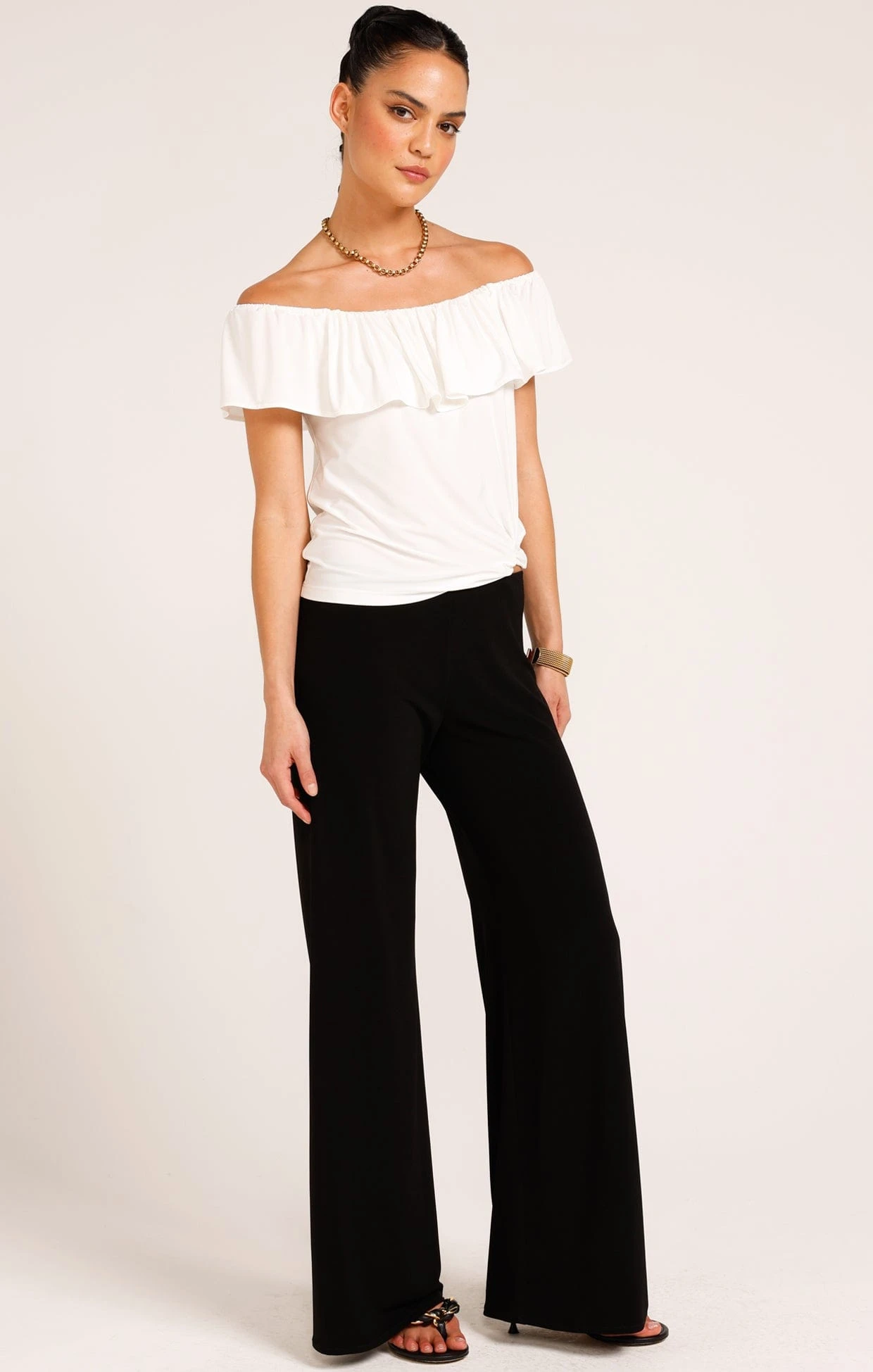 OFF SHOULDER FRILL TOP IN IVORY 4 OFF SHOULDER FRILL TOP IN IVORY - Image 2