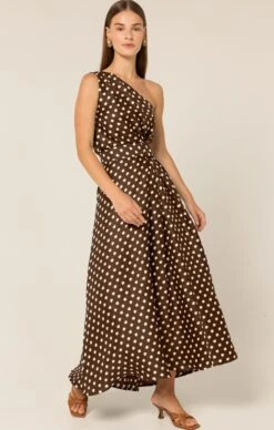 GARDENIA ONE SHOULDER DRESS -Clothing Discounts Shop LR ONESHOULDERMIDIDRESSINCHOCCREAMSPOT22 ELIZAVETAS25