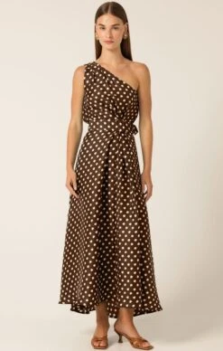 GARDENIA ONE SHOULDER DRESS -Clothing Discounts Shop LR ONESHOULDERMIDIDRESSINCHOCCREAMSPOT8 ELIZAVETAS25