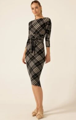 ORIONS BELT DRESS 12 ORIONS BELT DRESS -Clothing Discounts Shop LR ORIONBELTDRESSINBLACKTAUPECHECKWITHNOIRTRENCHINBLACK26 HAYSS25