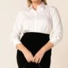 CLASSIC SHIRT IN WHITE 2 CLASSIC SHIRT IN WHITE -Clothing Discounts Shop LR PENCILSKIRTWITHCLASSICWHITESHIRTCURVE18CROP BLC25