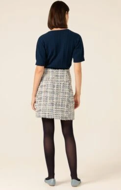 PIXIE PEAK MINI SKIRT -Clothing Discounts Shop LR PIXIEPEAKMINISKIRTINBLUETWEEDWITHBLUEKNIT12 MADIA25