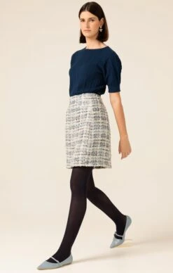 PIXIE PEAK MINI SKIRT -Clothing Discounts Shop LR PIXIEPEAKMINISKIRTINBLUETWEEDWITHBLUEKNIT22 MADIA25