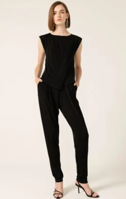 PLEATED SHELL TOP 12 PLEATED SHELL TOP -Clothing Discounts Shop LR PLEATEDSHELLTOPINBLACKWITHJERSEYDRAPEPANTINBLACK72 LILYWSK25