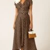 DOTTIE WRAP MIDI DRESS 1 DOTTIE WRAP MIDI DRESS -Clothing Discounts Shop LR POLKADOTWRAPDRESSINCHOCCREAMSPOT40 NINAS25