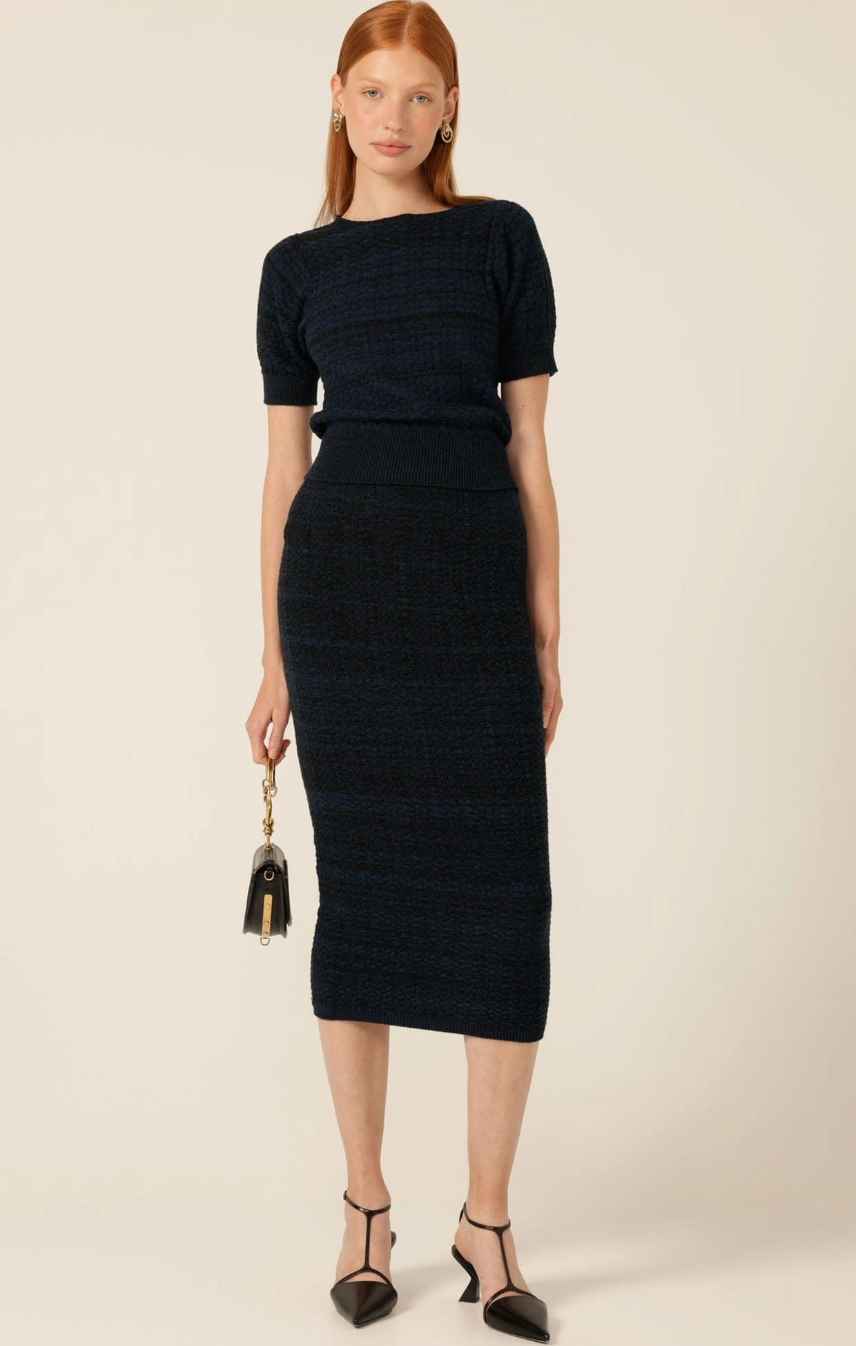 CHEVRON KNIT PENCIL SKIRT IN OCEAN BLACK 3 CHEVRON KNIT PENCIL SKIRT IN OCEAN BLACK - Image 2