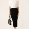 CHEVRON KNIT PENCIL SKIRT IN BLACK