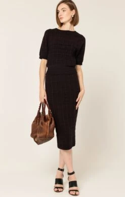 CHEVRON KNIT PENCIL SKIRT IN SANGRIA BLACK -Clothing Discounts Shop LR PUFFSLEEVECHEVRONKNITTOPINSANGRIABLACKWITHKNITPENCILSKIRTINSANGRIABLACK24 LILYWSK25