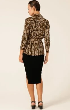 QUENTIN SHIRT -Clothing Discounts Shop LR QUENTINSHIRTINBLACKTANGEOPRINTWITHPENCILSKIRT2 MIASKW25