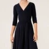 REVERSE WRAP DRESS IN NAVY -Clothing Discounts Shop LR REVERSEWRAPDRESSINNAVYV NECKCROPMADIA25