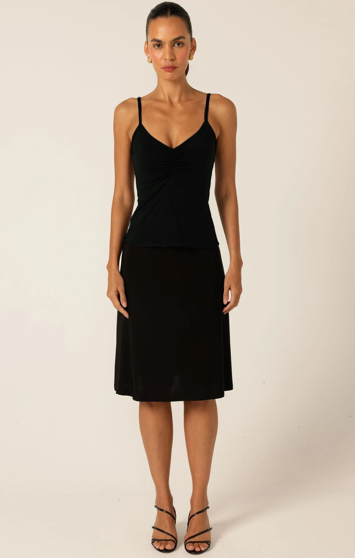 RUCHED GATHERED CAMI IN BLACK 4 RUCHED GATHERED CAMI IN BLACK - Image 2