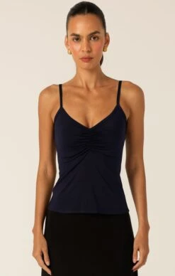 RUCHED GATHERED CAMI SLIP IN NAVY