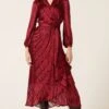 SAVOIR MIDI WRAP DRESS IN RED BLACK -Clothing Discounts Shop LR SAVOIRMIDIDRESSINREDBLACKANIMAL21 LILYWSK25