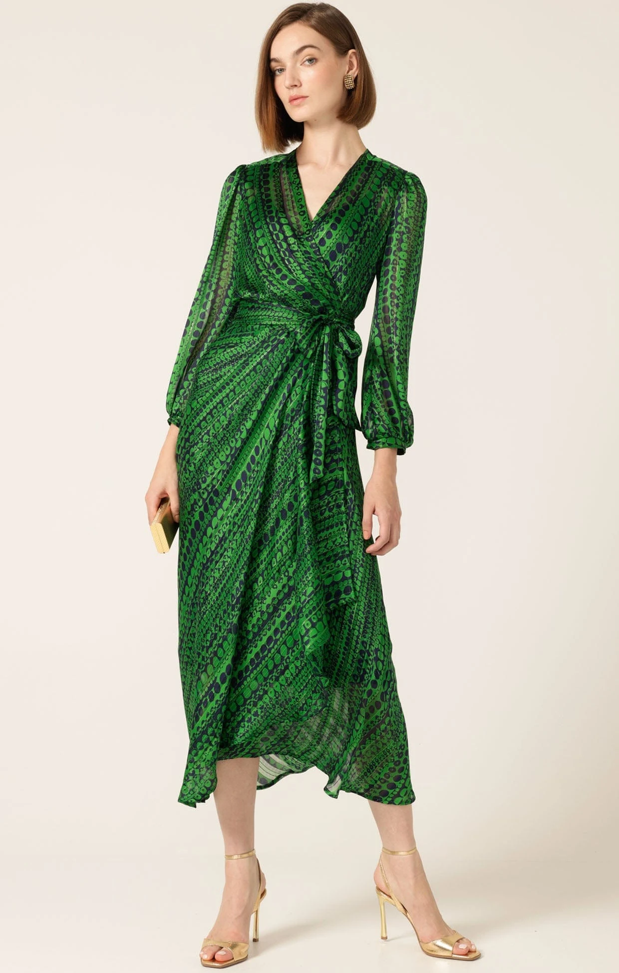 SAVOIR MIDI WRAP DRESS IN NAVY GREEN 4 SAVOIR MIDI WRAP DRESS IN NAVY GREEN - Image 2
