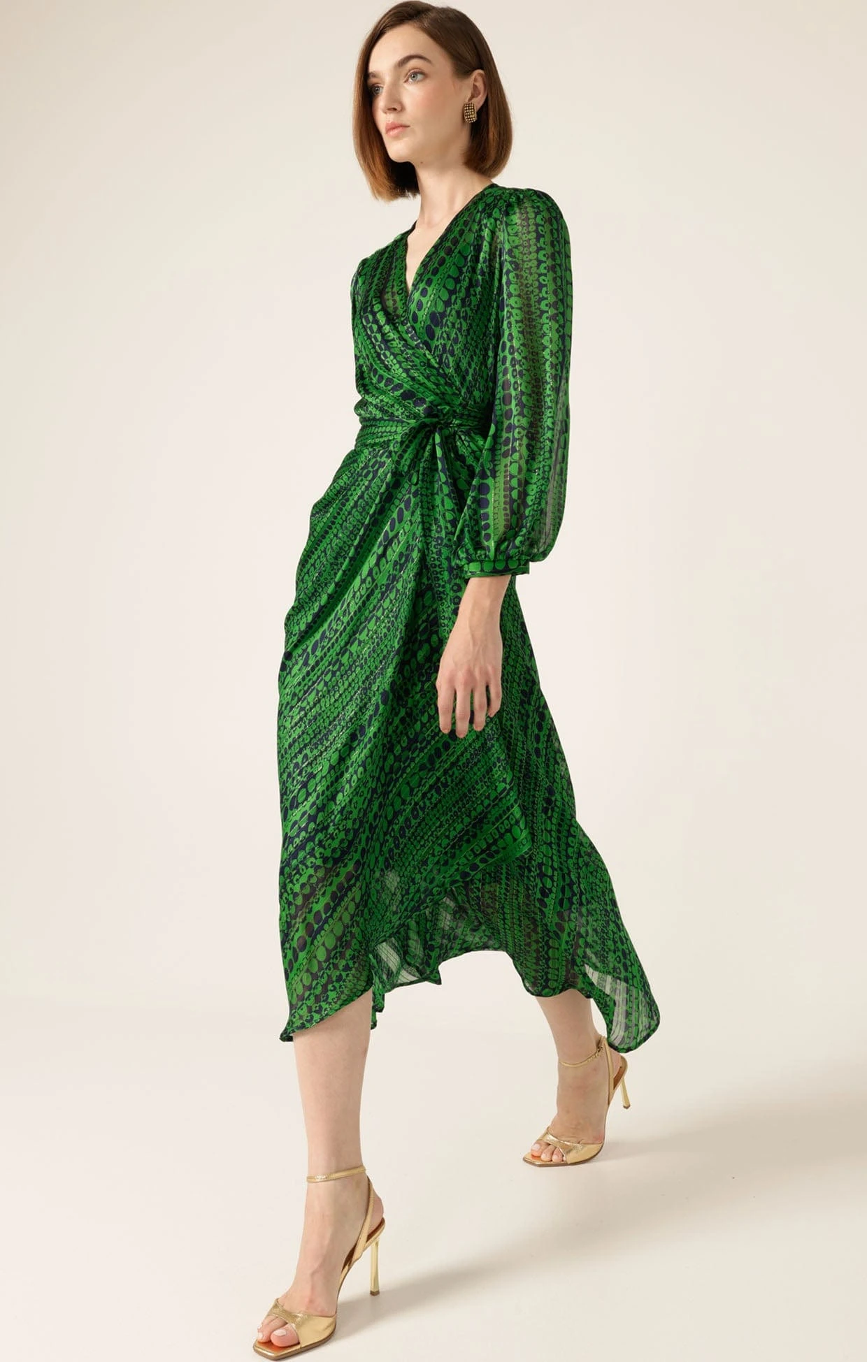 SAVOIR MIDI WRAP DRESS IN NAVY GREEN 9 SAVOIR MIDI WRAP DRESS IN NAVY GREEN - Image 7
