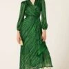 SAVOIR MIDI WRAP DRESS IN NAVY GREEN -Clothing Discounts Shop LR SAVOIRMIDIWRAPDRESSINNAVYGREENSPOTSTRIPELUREX31 LILYWSK25