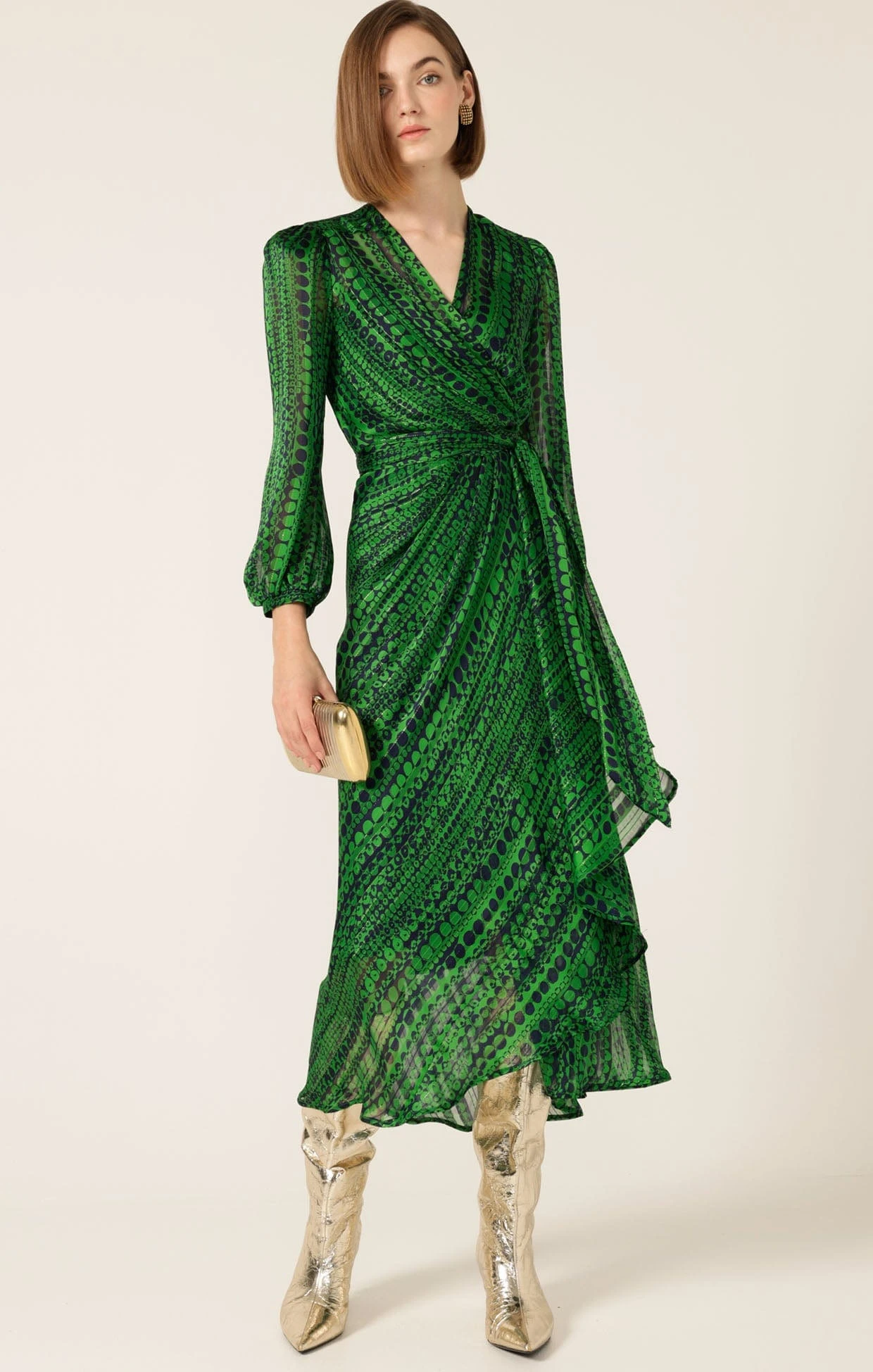 SAVOIR MIDI WRAP DRESS IN NAVY GREEN 8 SAVOIR MIDI WRAP DRESS IN NAVY GREEN - Image 6