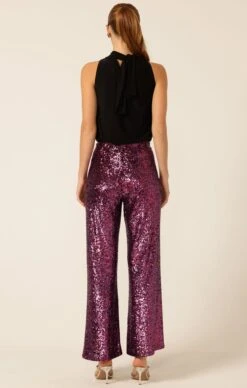 SEQUIN PALAZZO PANT IN PINK MULTI 10 SEQUIN PALAZZO PANT IN PINK MULTI -Clothing Discounts Shop LR SEQUINPALAZZOPANTSINPINKMULTIWITHHIGHNECKTIETOPINBLACK1 HAYSS25