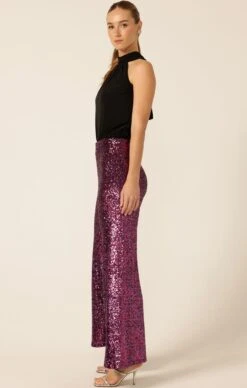 SEQUIN PALAZZO PANT IN PINK MULTI 9 SEQUIN PALAZZO PANT IN PINK MULTI -Clothing Discounts Shop LR SEQUINPALAZZOPANTSINPINKMULTIWITHHIGHNECKTIETOPINBLACK8 HAYSS25