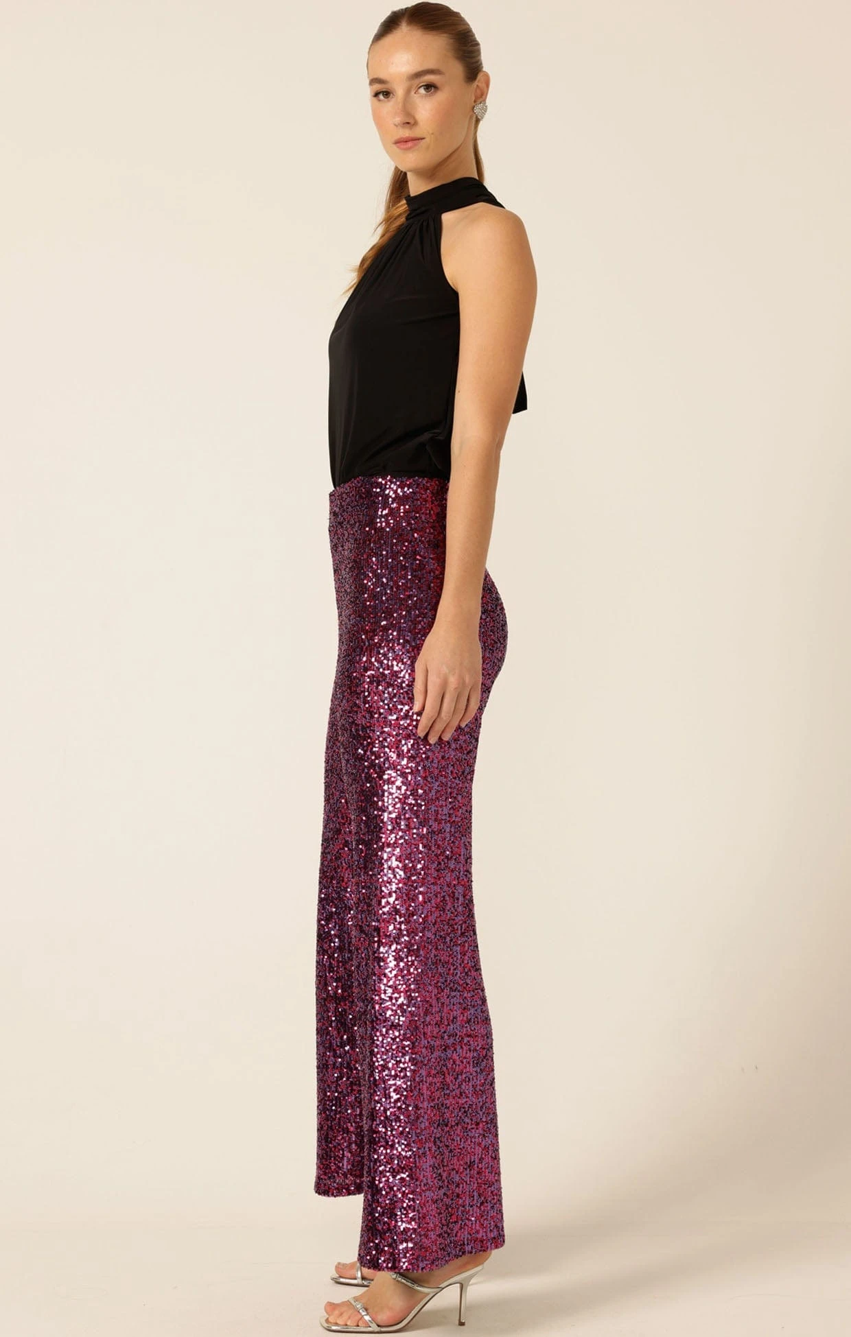 SEQUIN PALAZZO PANT IN PINK MULTI 5 SEQUIN PALAZZO PANT IN PINK MULTI - Image 3