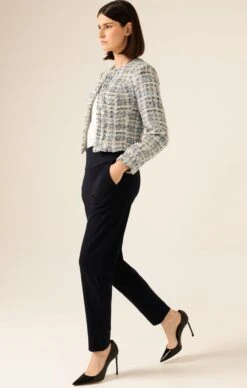 SHIMMERING SHORES JACKET -Clothing Discounts Shop LR SHIMMERINGSHORESJACKETINBLUETWEEDWITHTAPEREDLEGPANTINNAVY14 MADIA25