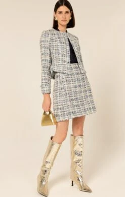 PIXIE PEAK MINI SKIRT -Clothing Discounts Shop LR SHIMMERINGSHORESJACKETWITHPIXIEPEAKMINISKIRTINBLUETWEED43 MADIA25