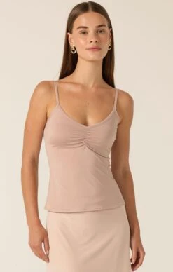 RUCHED GATHERED CAMI SLIP IN NUDE