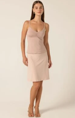 RUCHED GATHERED CAMI SLIP IN NUDE -Clothing Discounts Shop LR SLIPSKIRTINNUDE12 ELIZAVETAS25