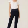 TAPERED LEG PANT IN NAVY 2 TAPERED LEG PANT IN NAVY -Clothing Discounts Shop LR TAPERED LEG PANT IN NAVY WITH ANALIA TOP IN WHITE 2