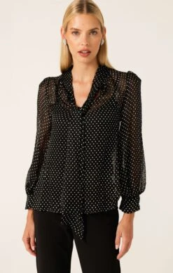 VALENTINE BLOUSE 11 VALENTINE BLOUSE -Clothing Discounts Shop LR VALENTINEBLOUSEINBLACKCREAMSPOT47 KAROLINAWCK25