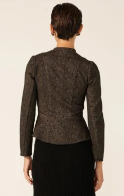 VICTOR PEPLUM JACKET 21 VICTOR PEPLUM JACKET -Clothing Discounts Shop LR VICTORPEPLUMJACKETINBLACKBRONZEWITHCHEVRONKNITFLAREDSKIRTINBLACK2crop MIASKW25
