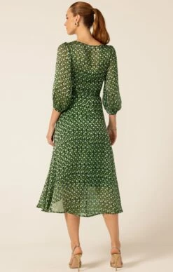 WONDERLAND MIDI WRAP DRESS IN EMERALD POPPY -Clothing Discounts Shop LR WONDERLANDWRAPMIDIDRESSINEMERALDPOPPY51 HAYSS25