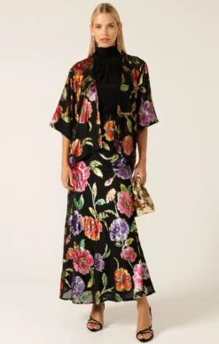 NIGHT FLOWER BIAS SKIRT