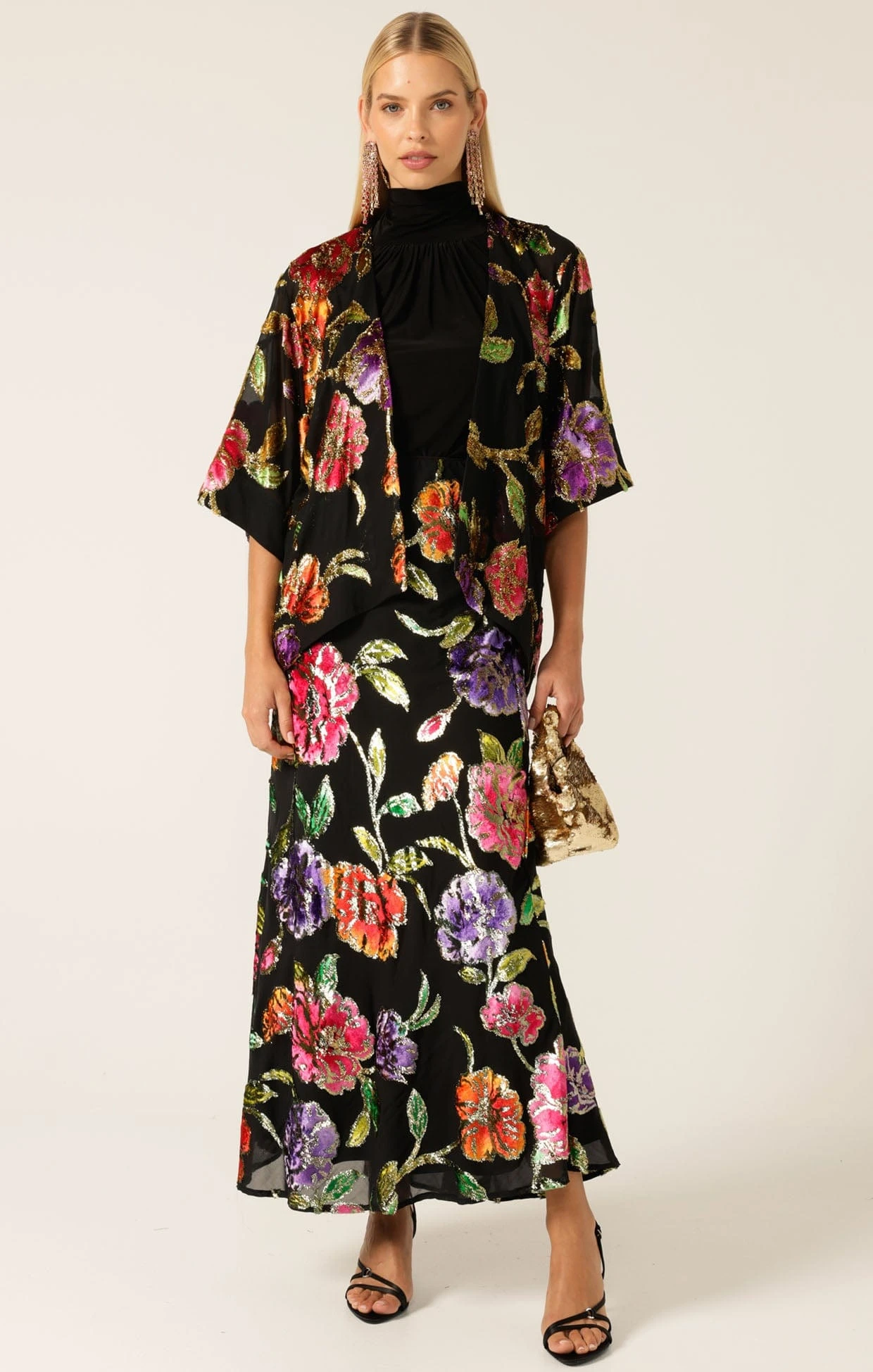 NIGHT FLOWER BIAS SKIRT 3 NIGHT FLOWER BIAS SKIRT